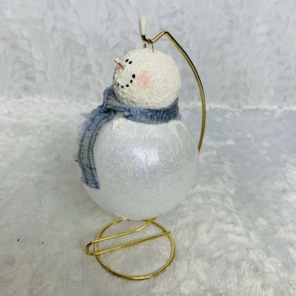 Hanging Snowman Christmas Ornament on Gold Stand - Picture 6 of 8
